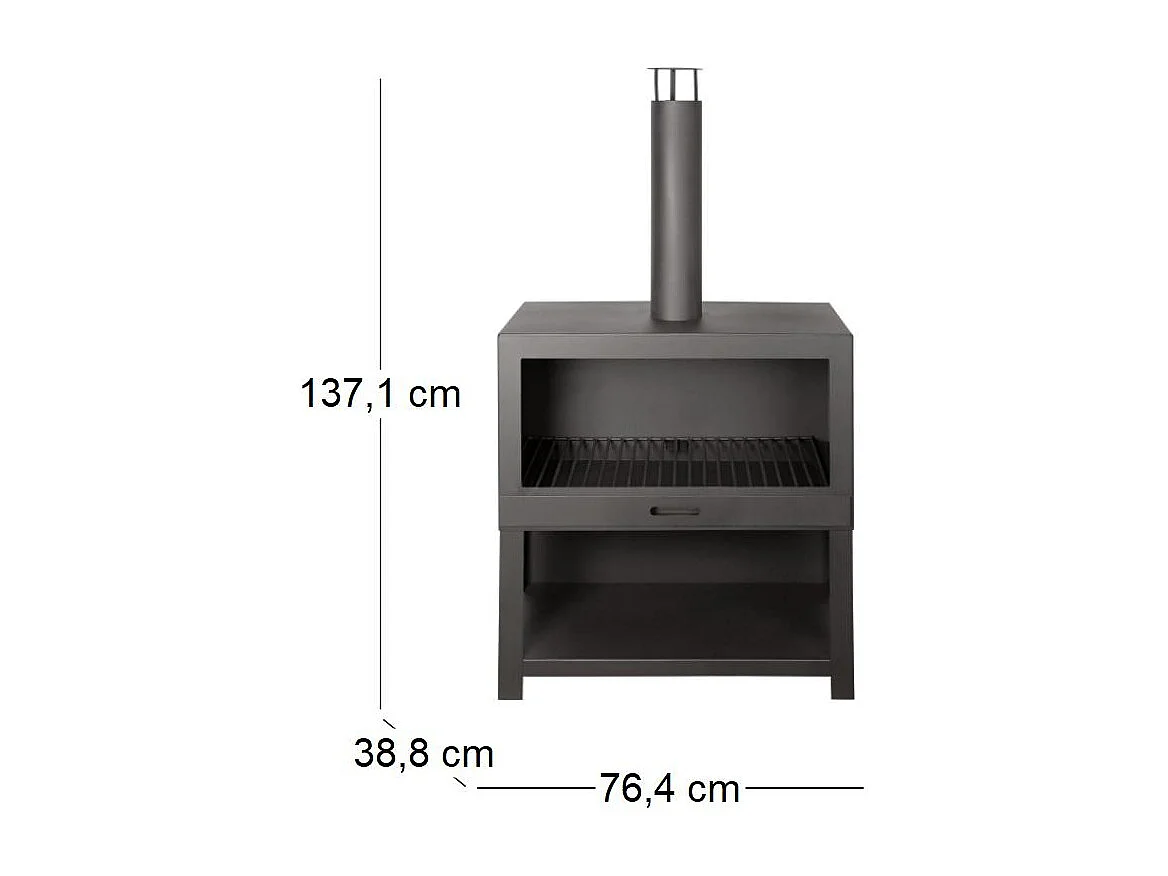 Cheminée d'extérieur avec bûcher intégré