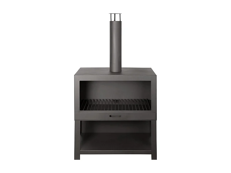 Cheminée d'extérieur avec bûcher intégré
