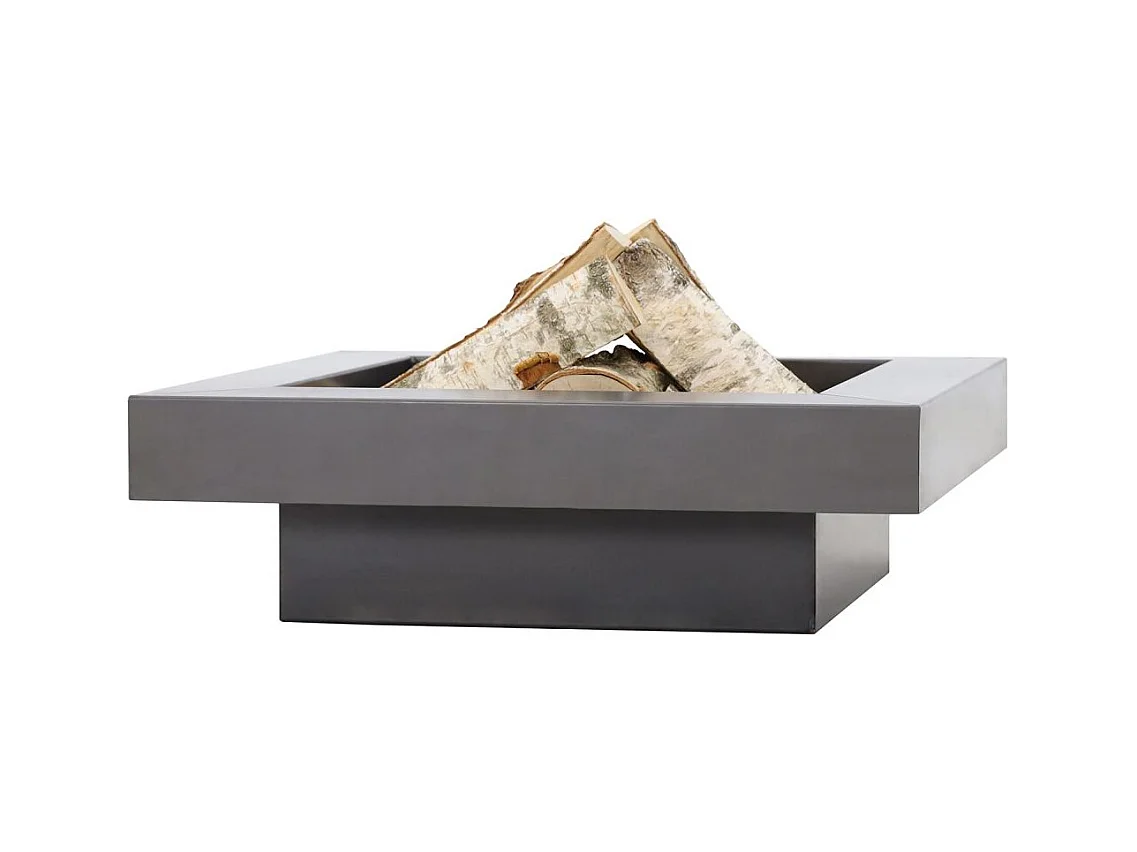 Brasero de jardin carré BACHACHE en acier-80 cm-Acier naturel---Acier naturel