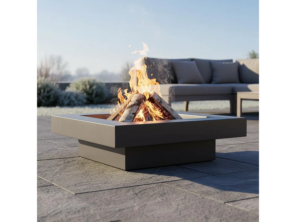 Brasero de jardin carré BACHACHE 80x80 cm en acier