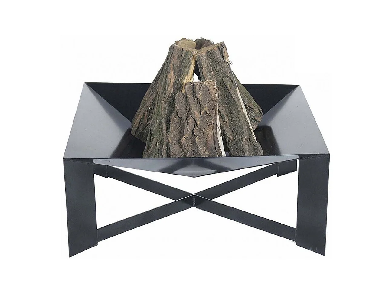 Brasero de jardin carré CUBA en acier-Acier noir sablé-70 --70x70 cm--Acier noir sablé