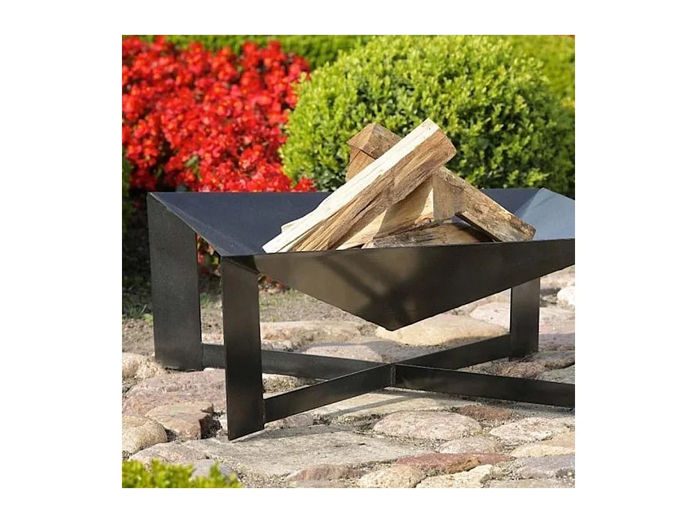 Brasero de jardin carré CUBA en acier-Acier noir sablé-70 --70x70 cm--Acier noir sablé