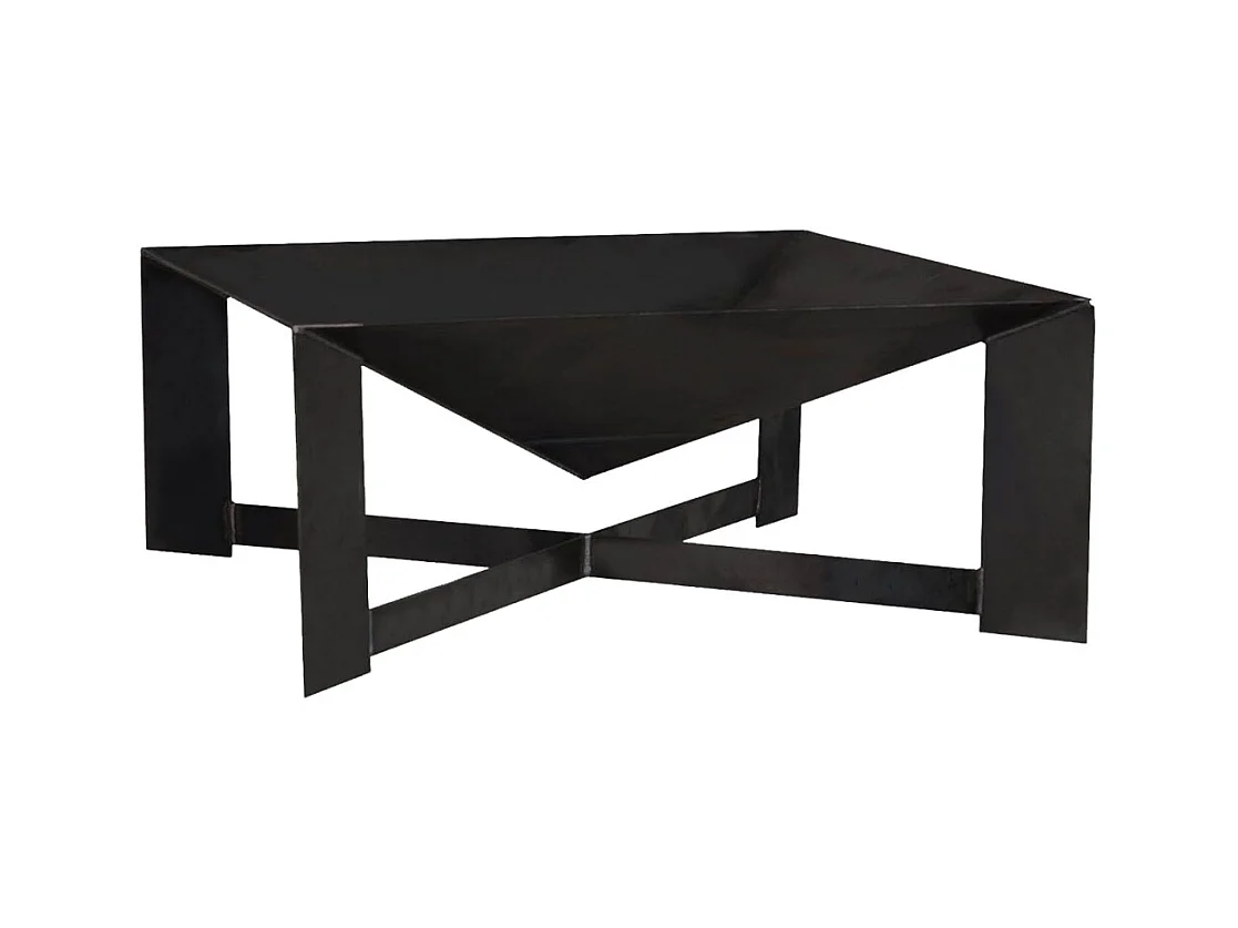 Brasero de jardin carré CUBA en acier-Acier noir sablé-70 --70x70 cm--Acier noir sablé