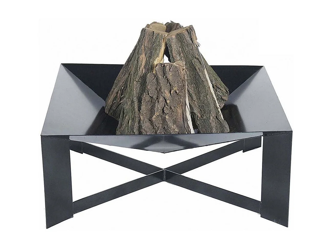 Brasero de jardin carré CUBA en acier-Acier noir sablé-70 --70x70 cm--Acier noir sablé