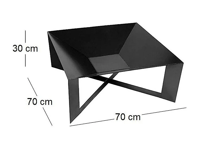 Brasero de jardin carré CUBA en acier-Acier noir sablé-70 --70x70 cm--Acier noir sablé