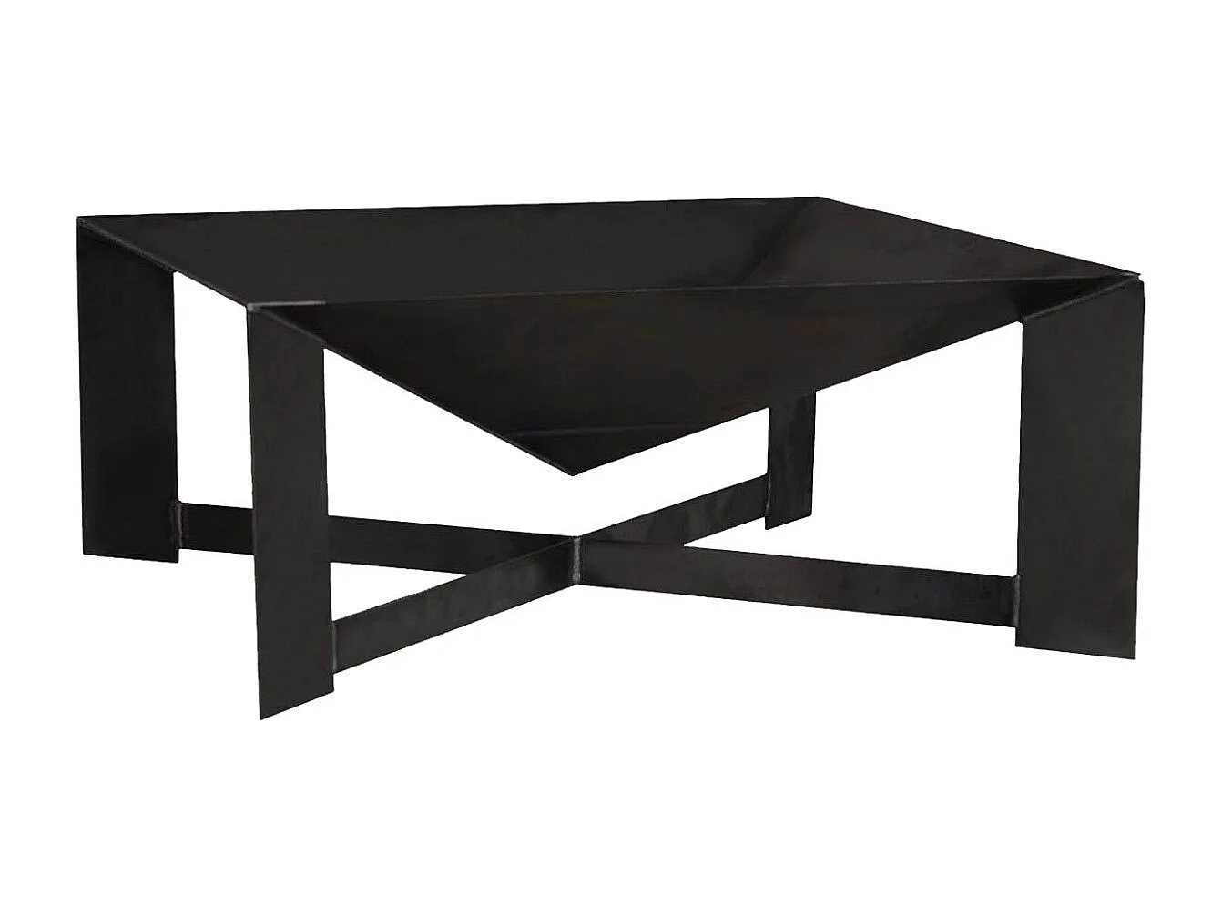 Brasero de jardin carré CUBA en acier-Acier noir sablé-70 --70x70 cm--Acier noir sablé