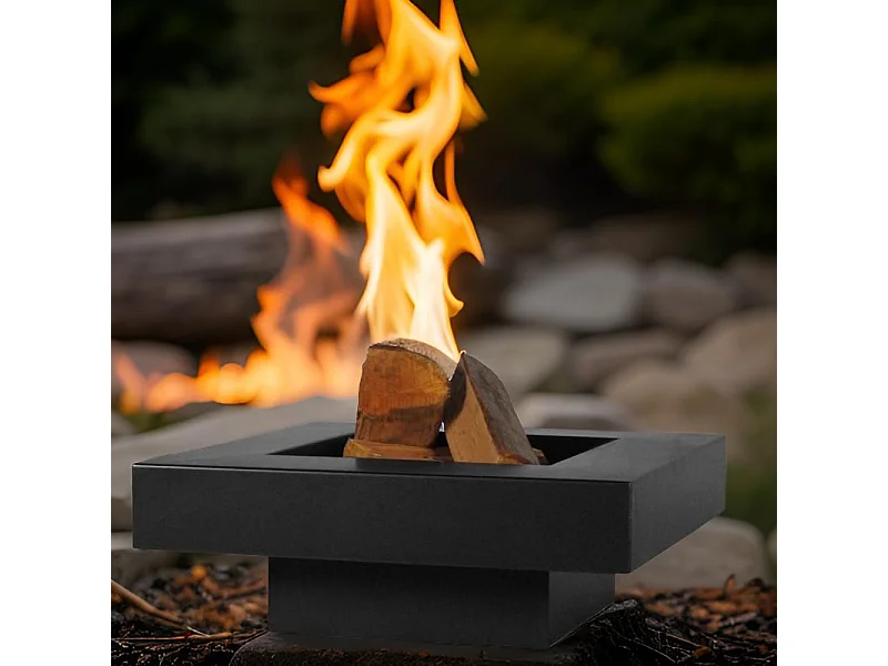 Brasero de jardin carré BACHACHE en acier-60 cm-Acier noir sablé---Acier noir sablé