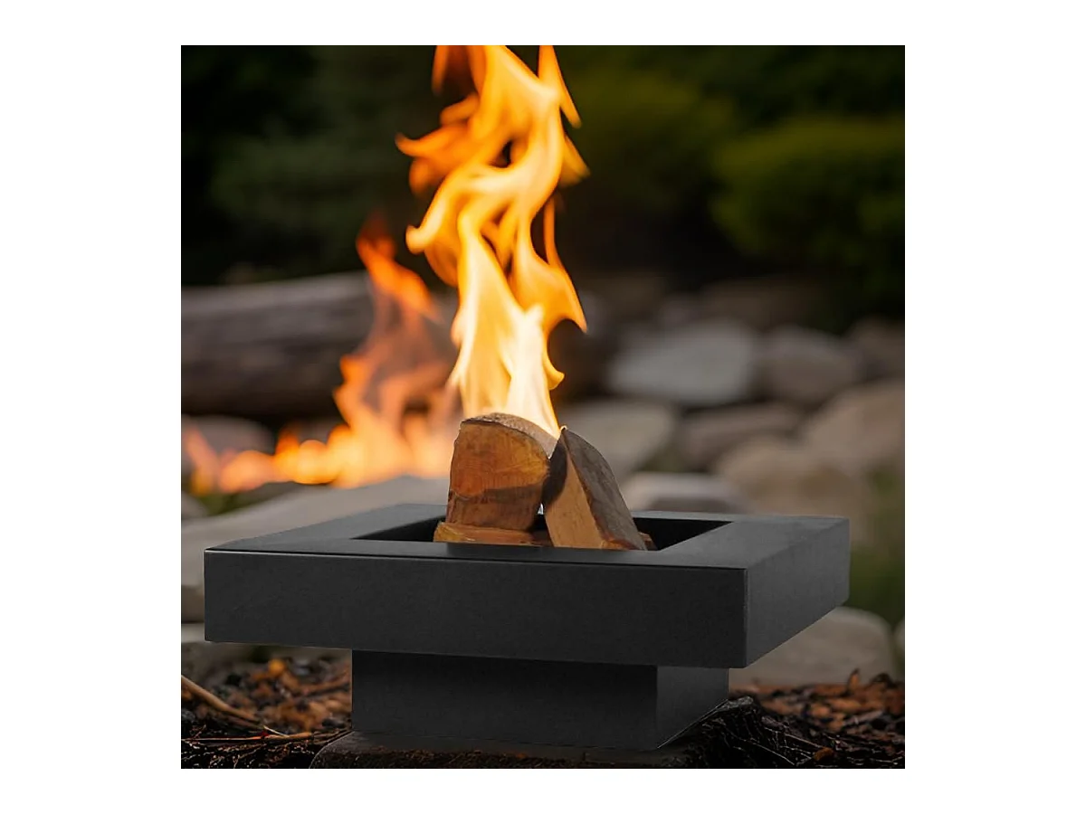 Brasero de jardin carré BACHACHE en acier-60 cm-Acier noir sablé---Acier noir sablé