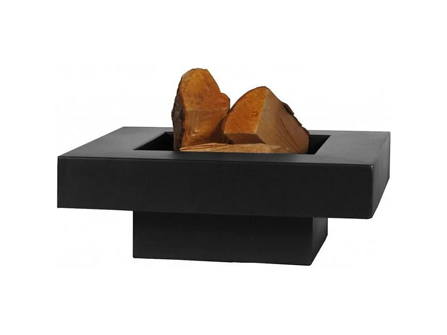 Brasero de jardin carré BACHACHE en acier-60 cm-Acier noir sablé---Acier noir sablé