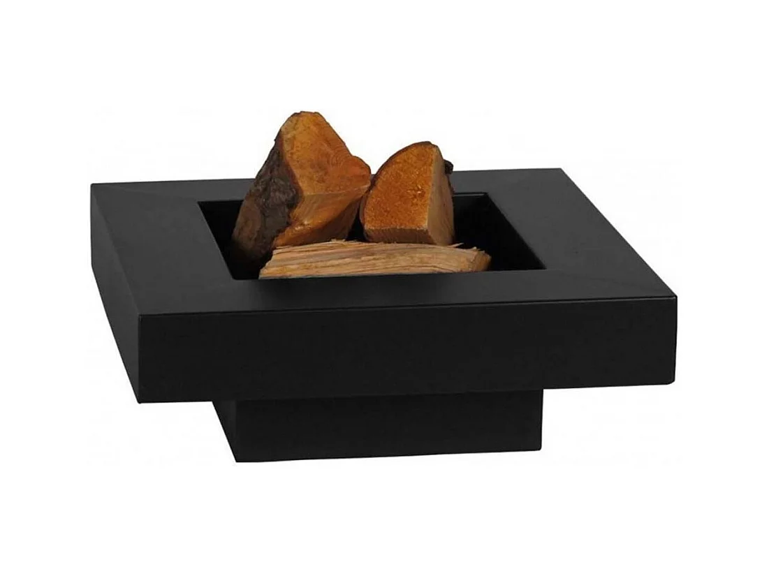 Brasero de jardin carré BACHACHE en acier-80 cm-Acier noir sablé---Acier noir sablé