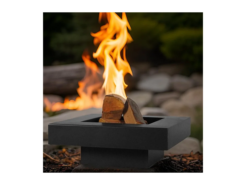 Brasero de jardin carré BACHACHE en acier-80 cm-Acier noir sablé---Acier noir sablé