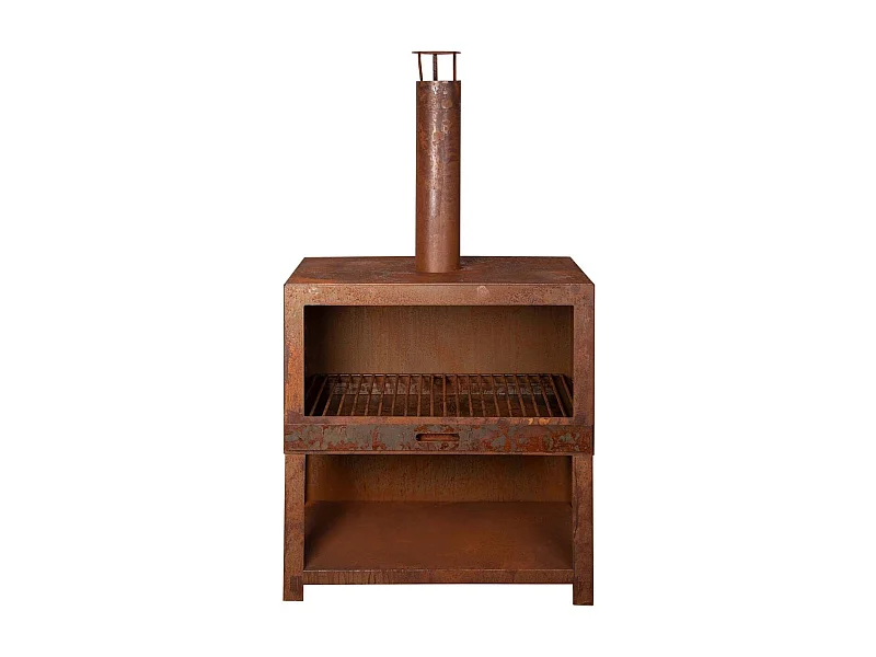 Cheminée d'extérieur avec bûcher intégré