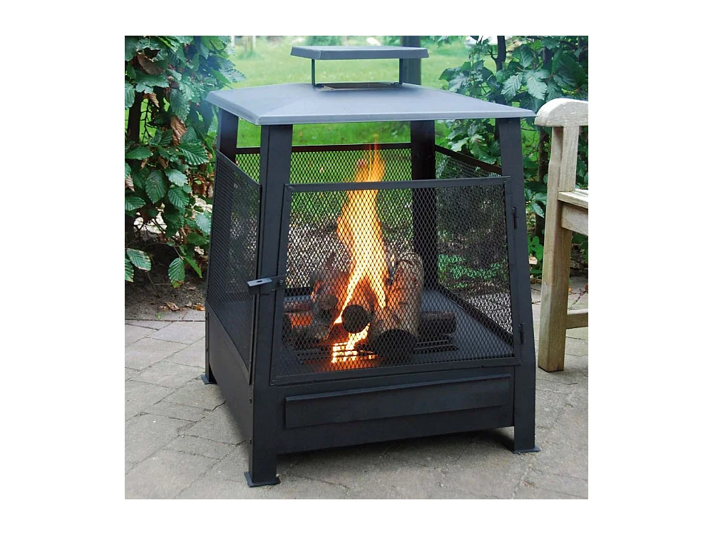 Brasero chauffe terrasse en métal grillagé Pagode