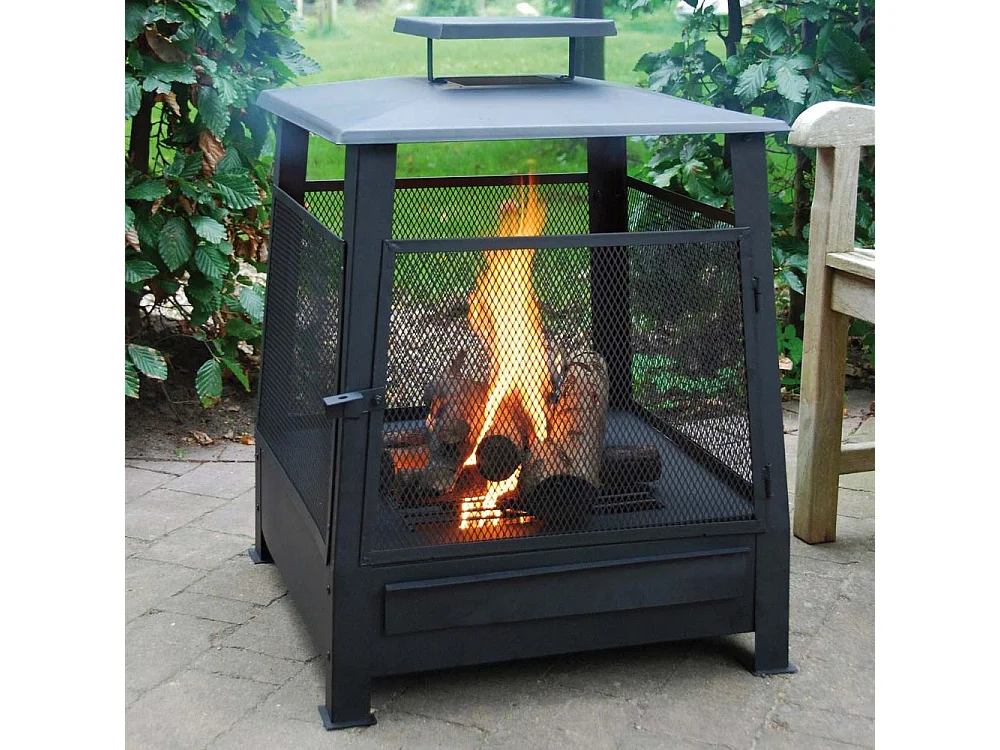 Brasero chauffe terrasse en métal grillagé Pagode