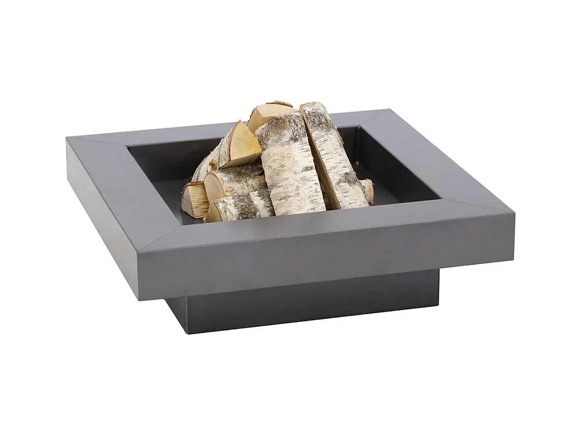 Brasero de jardin carré BACHACHE en acier-70 cm-Acier naturel---Acier naturel