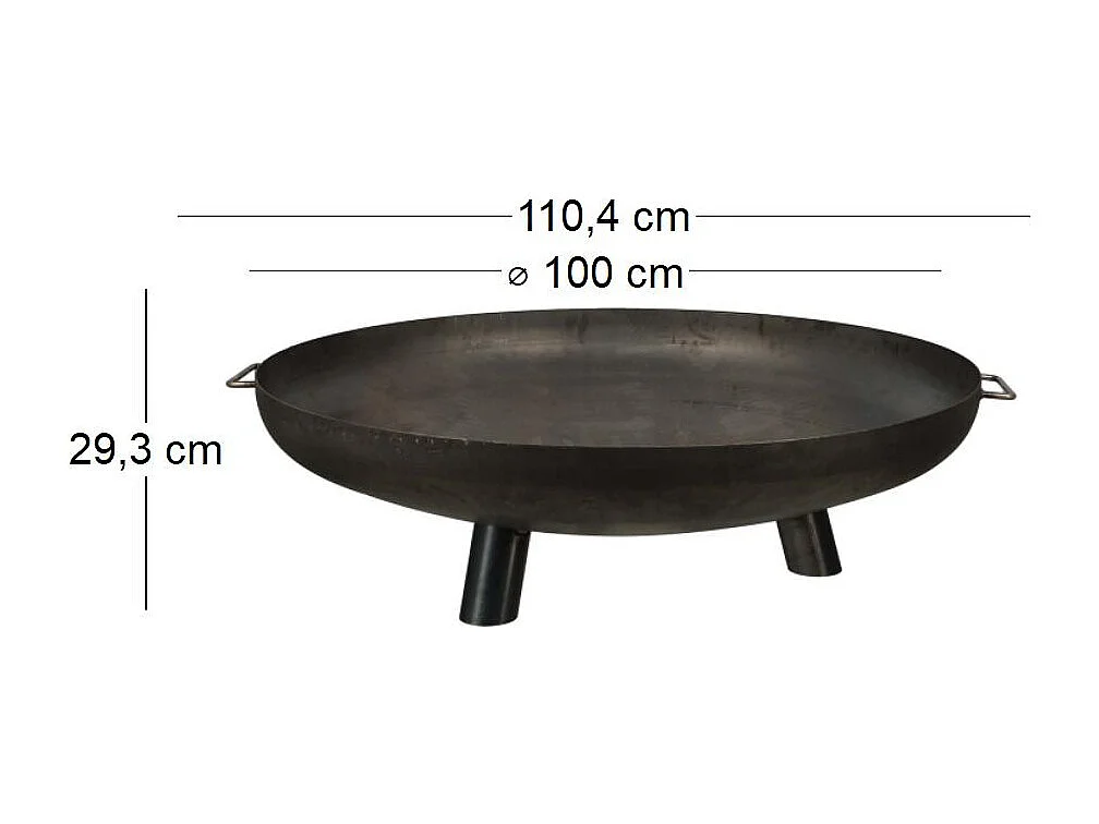 Brasero en acier 3 larges pieds Diamètre 100 cm