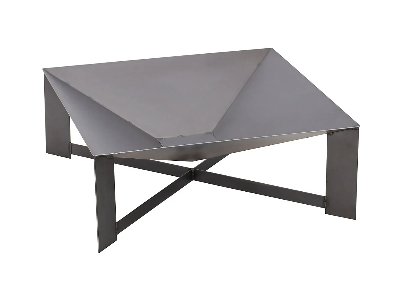 Brasero de jardin carré CUBA en acier-Acier naturel-70 --70x70 cm--Acier naturel