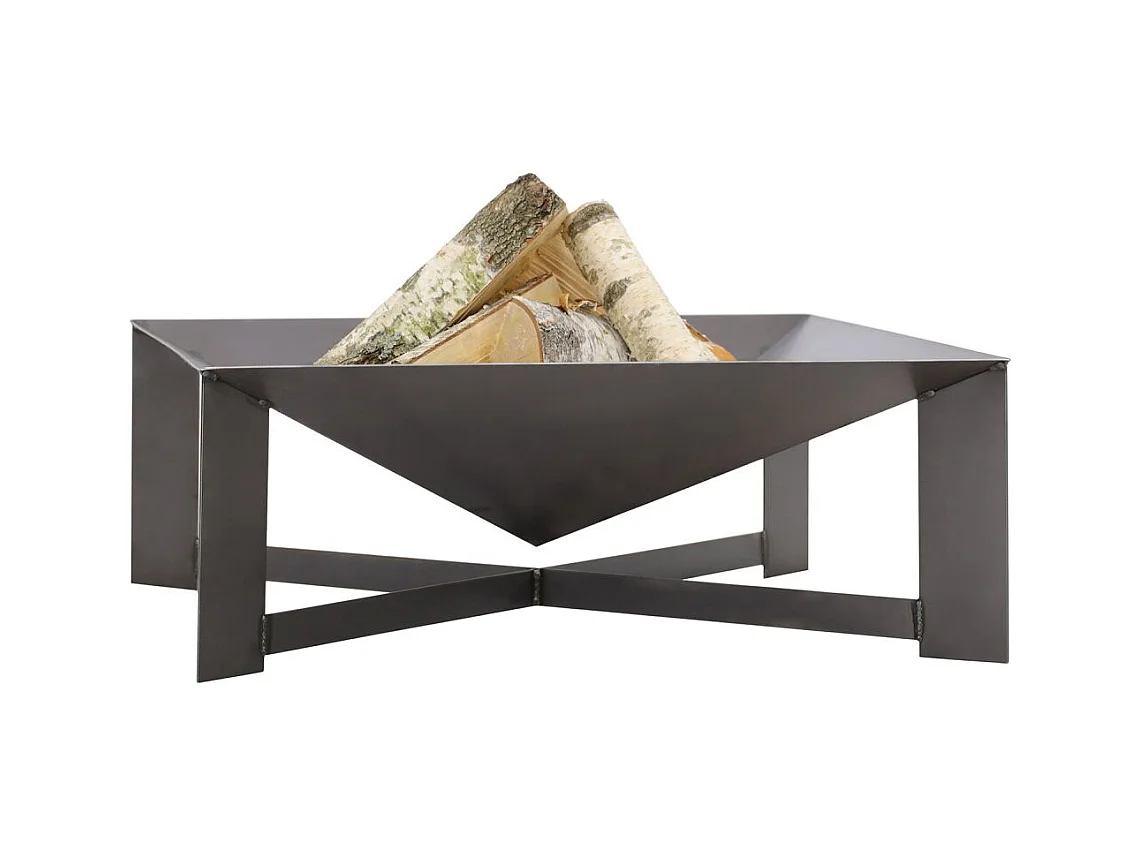 Brasero de jardin carré CUBA en acier-Acier naturel-70 --70x70 cm--Acier naturel