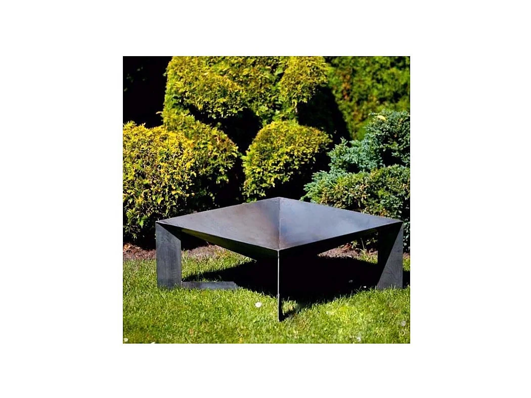 Brasero de jardin carré CUBA en acier-Acier naturel-70 --70x70 cm--Acier naturel