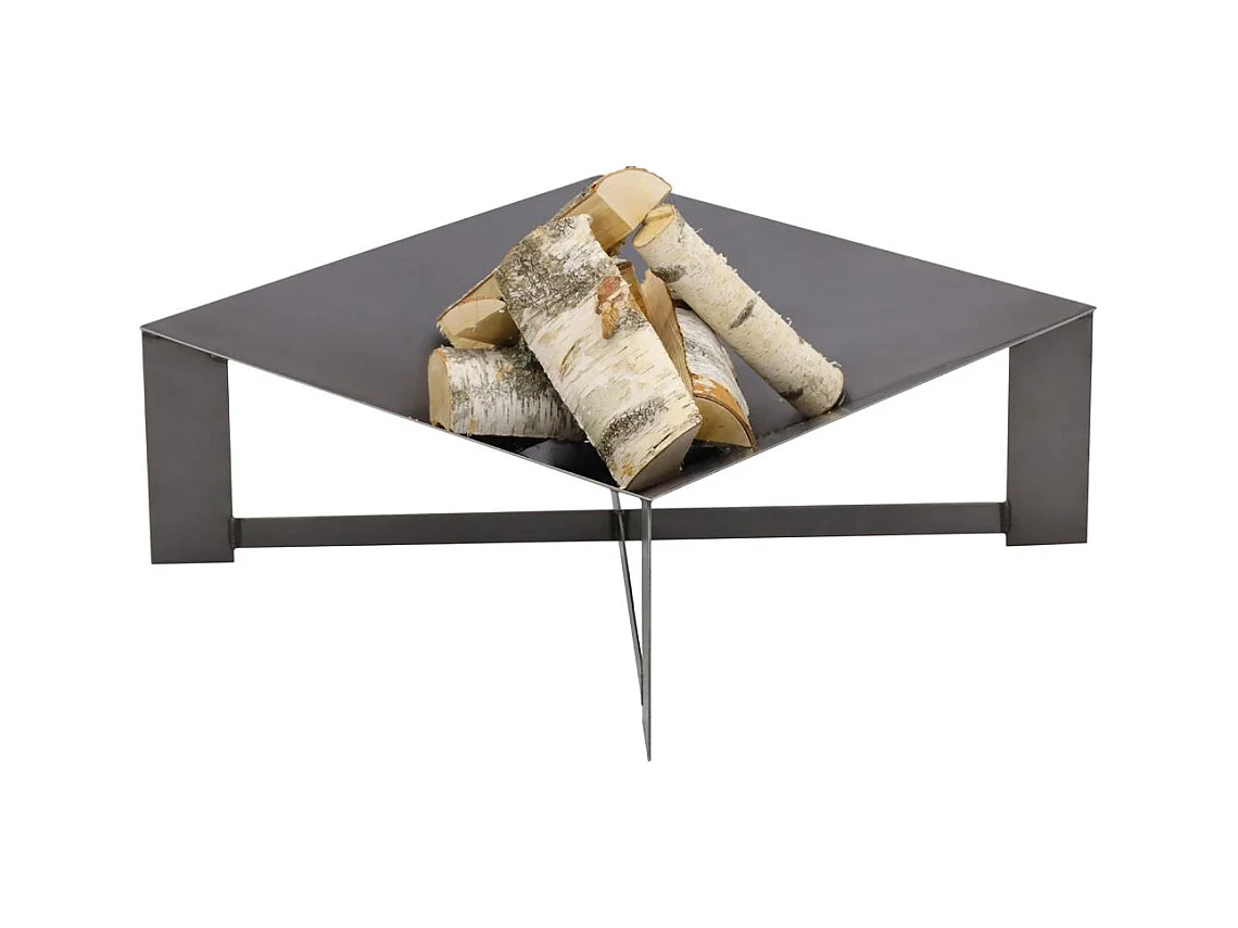 Brasero de jardin carré CUBA en acier-Acier naturel-70 --70x70 cm--Acier naturel