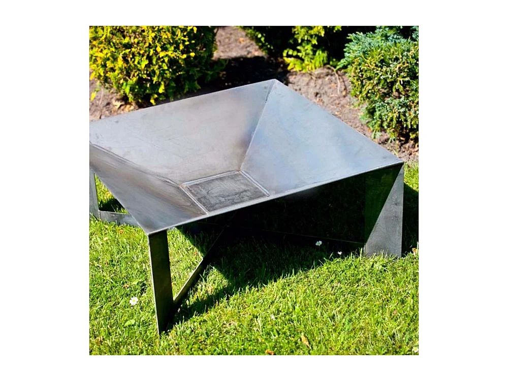 Brasero de jardin carré CUBA en acier-Acier naturel-70 --70x70 cm--Acier naturel