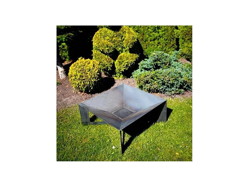 Brasero de jardin carré CUBA en acier-Acier naturel-70 --70x70 cm--Acier naturel