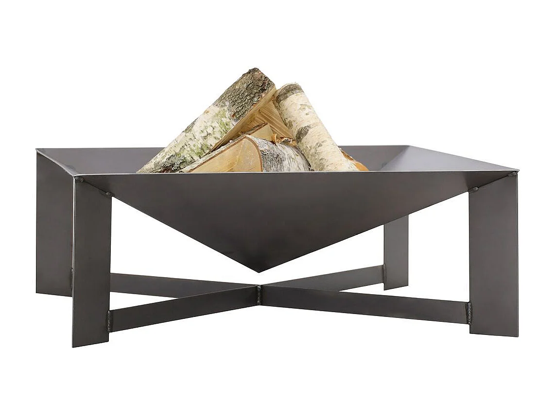 Brasero de jardin carré CUBA en acier-Acier naturel-70 --70x70 cm--Acier naturel