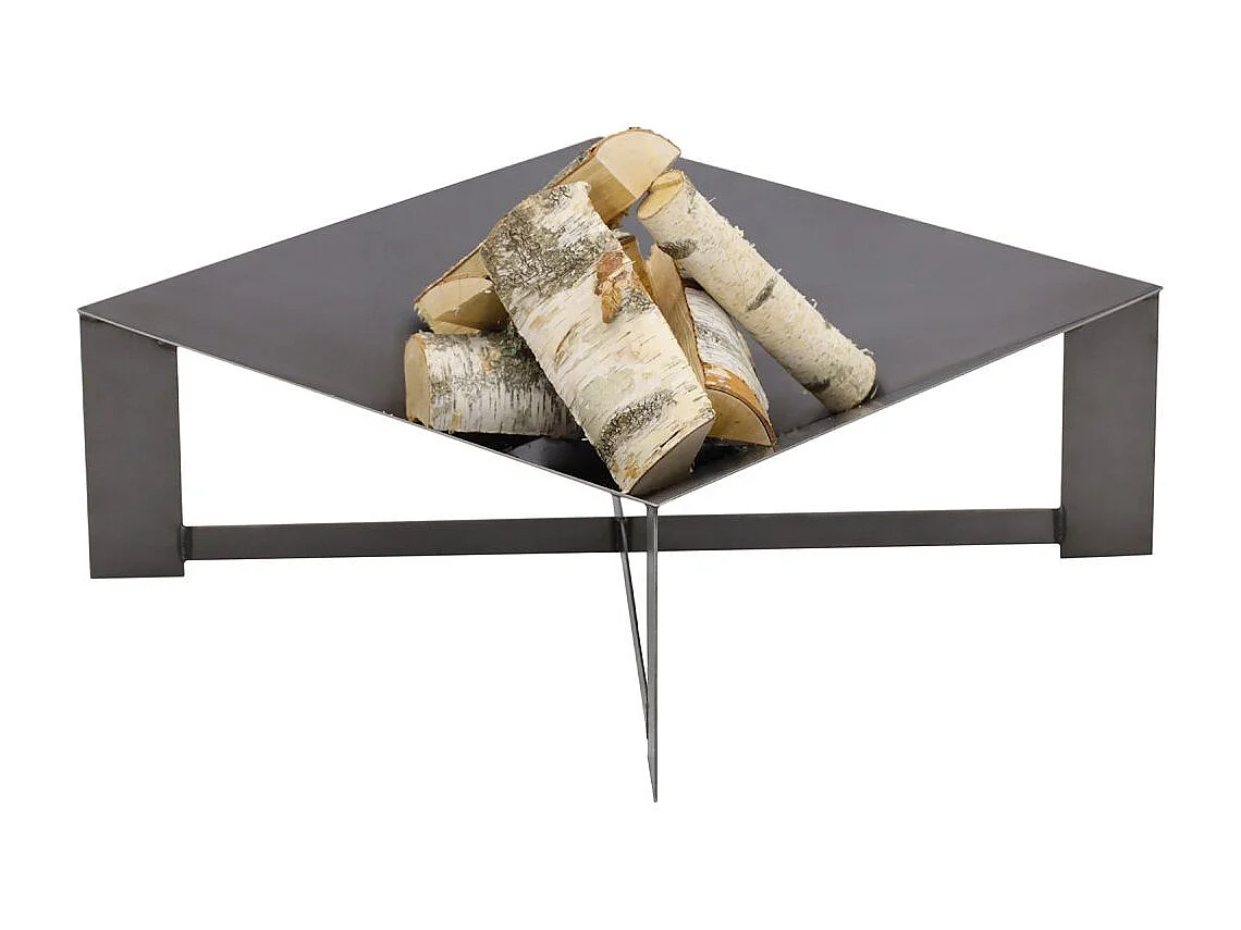 Brasero de jardin carré CUBA en acier-Acier naturel-70 --70x70 cm--Acier naturel