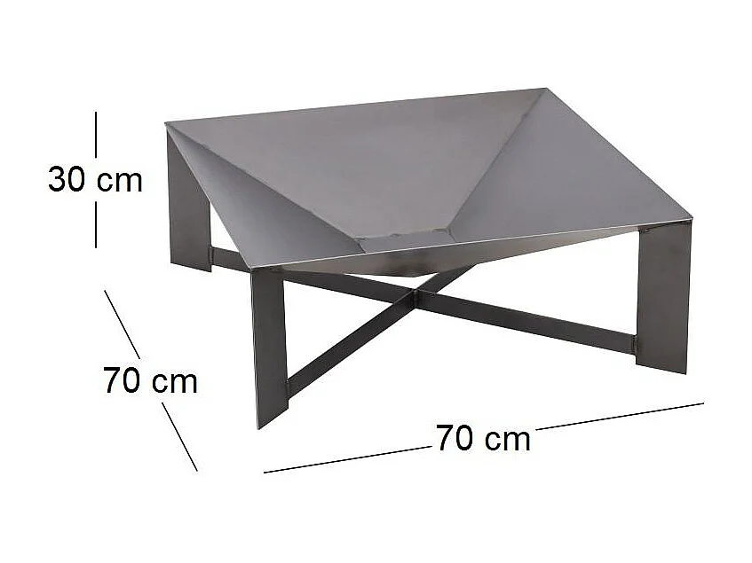Brasero de jardin carré CUBA 70X70 cm en acier