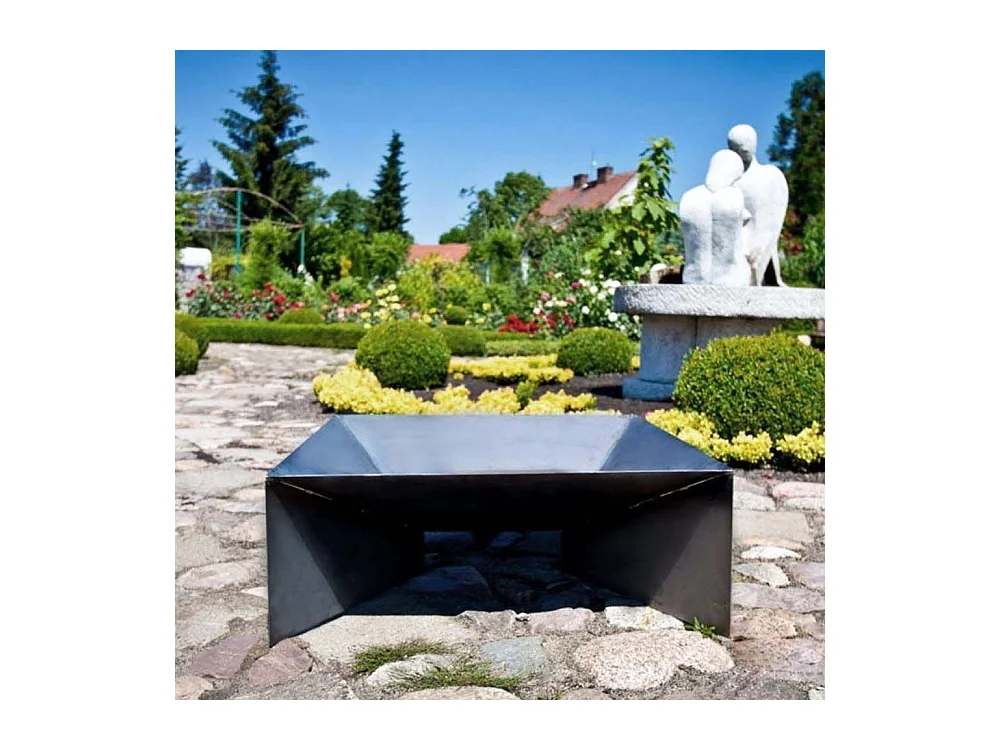 Brasero de jardin carré DINE en acier-60 cm-Acier naturel---Acier naturel