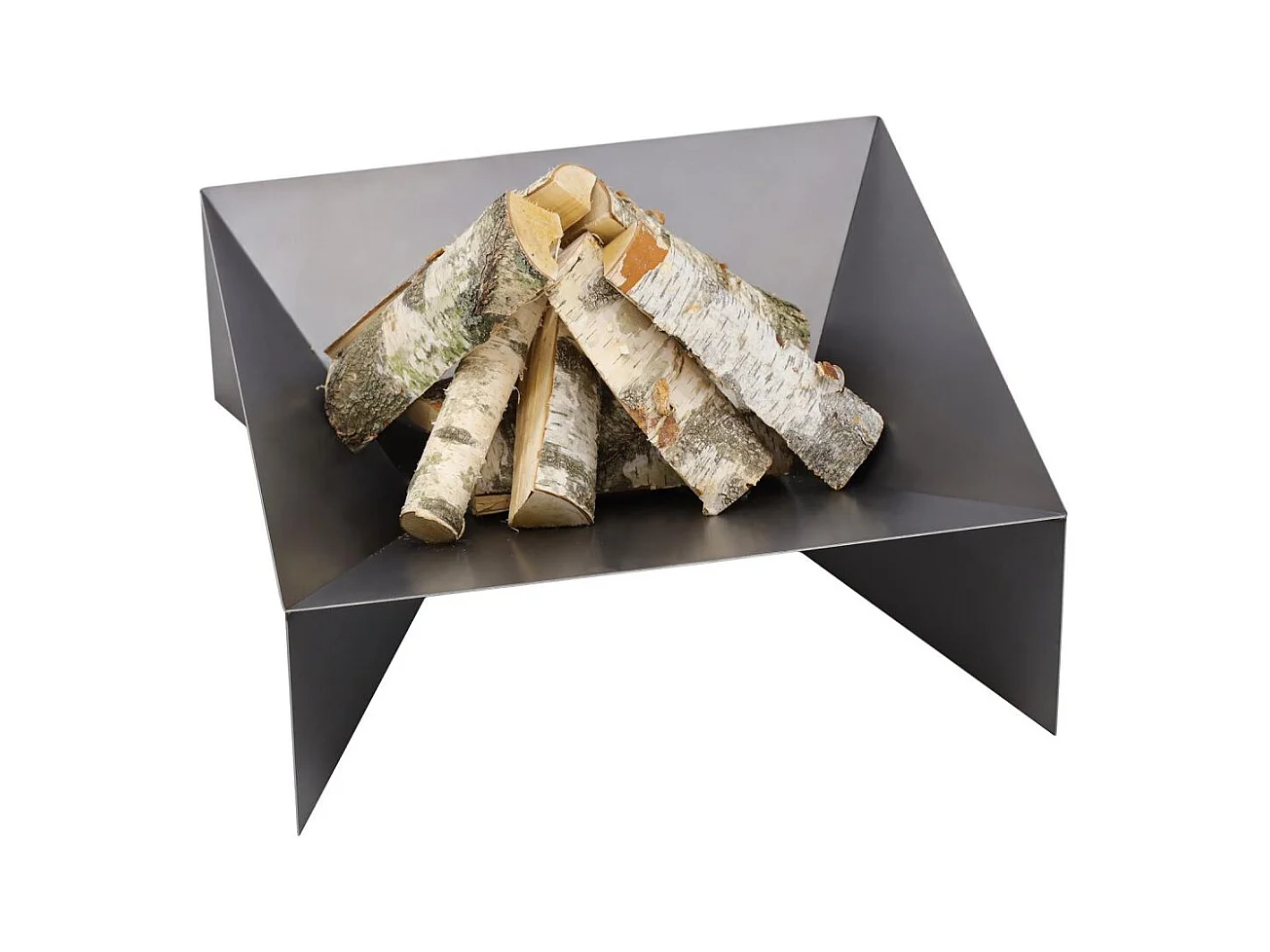 Brasero de jardin carré DINE en acier-60 cm-Acier naturel---Acier naturel