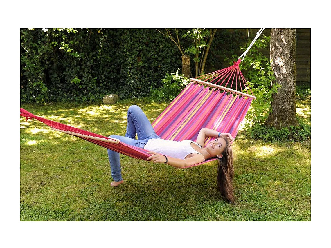 Hamac en coton et polyester avec sac de rangement Tonga