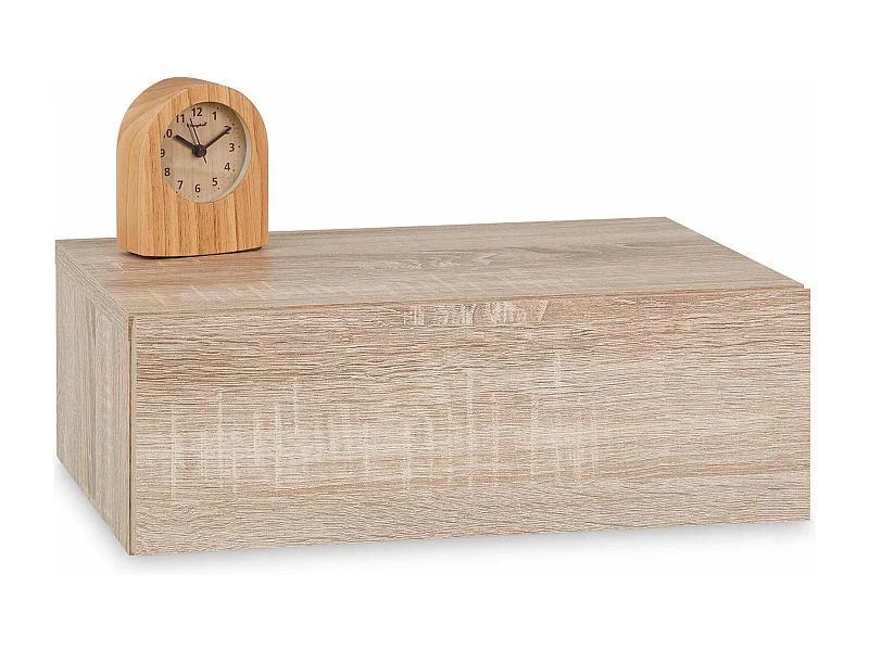 Chevet suspendu OCEANE, étagère murale avec 1 tiroir sans poignée, en bois décor chêne sonoma