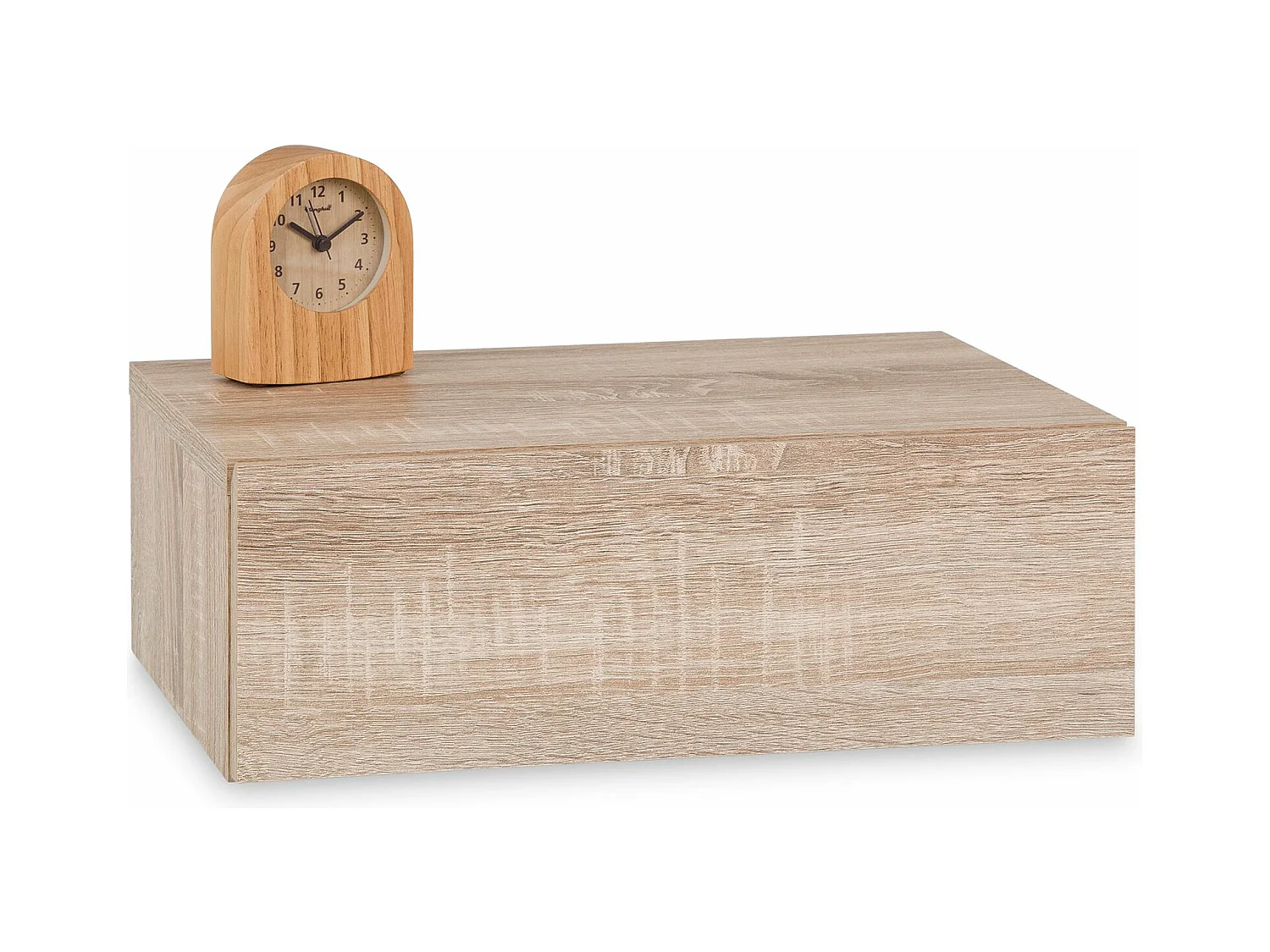 Chevet suspendu OCEANE, étagère murale avec 1 tiroir sans poignée, en bois décor chêne sonoma