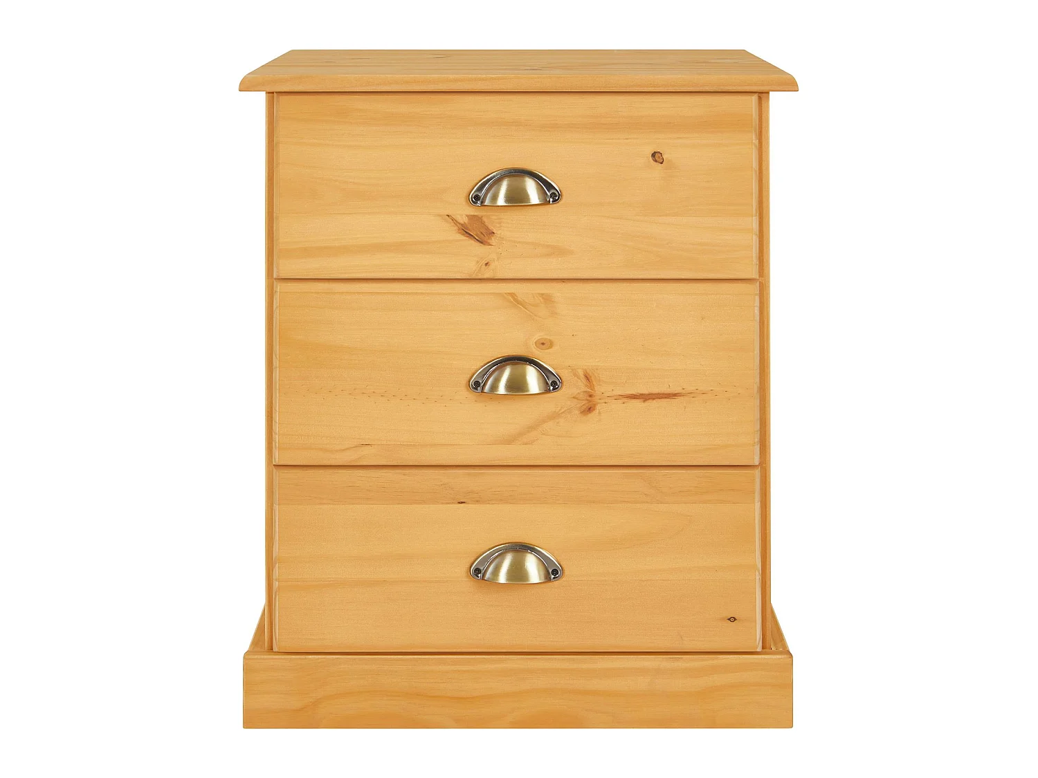 Table de chevet PARIS table de nuit avec 3 tiroirs en pin massif lasuré brun