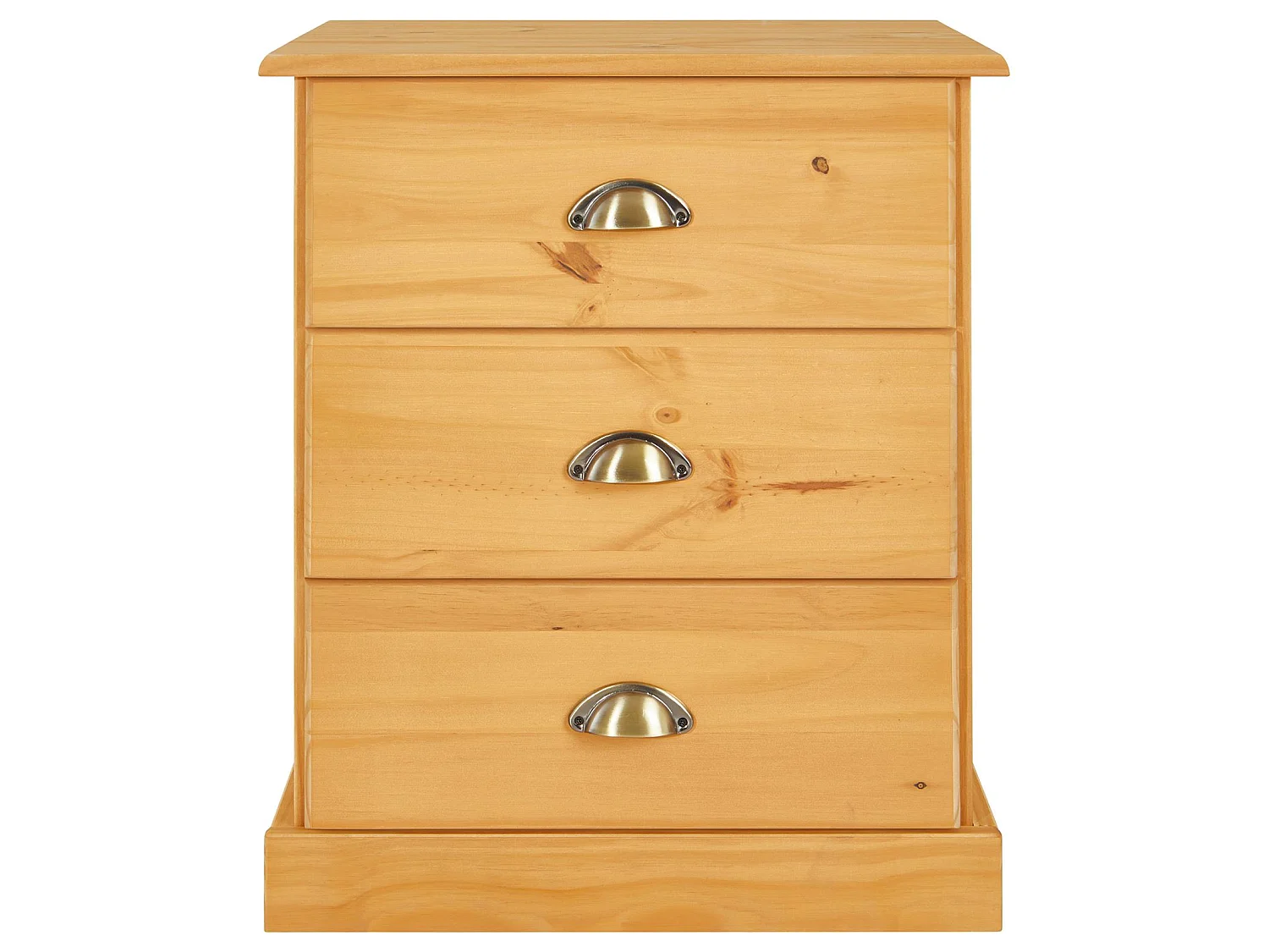 Table de chevet PARIS table de nuit avec 3 tiroirs en pin massif lasuré brun