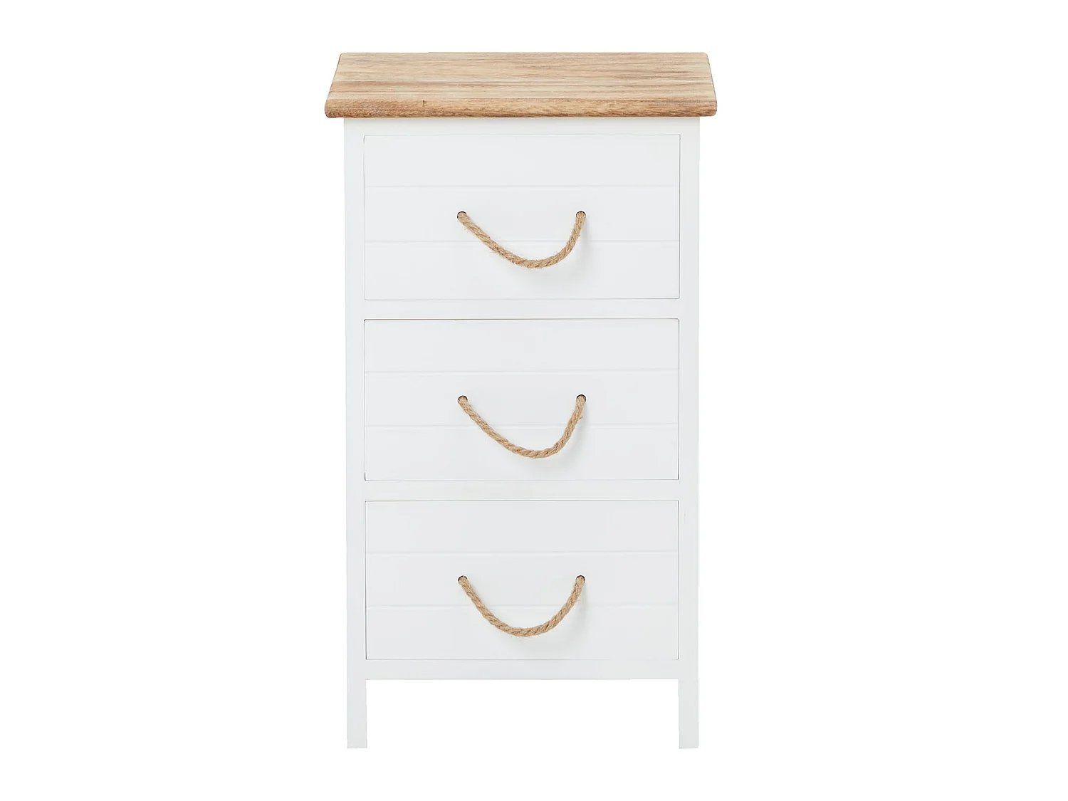 Table de chevet PERUGIA table de nuit 3 tiroirs en bois de paulownia style shabby chic vintage rustique campagnard blanc
