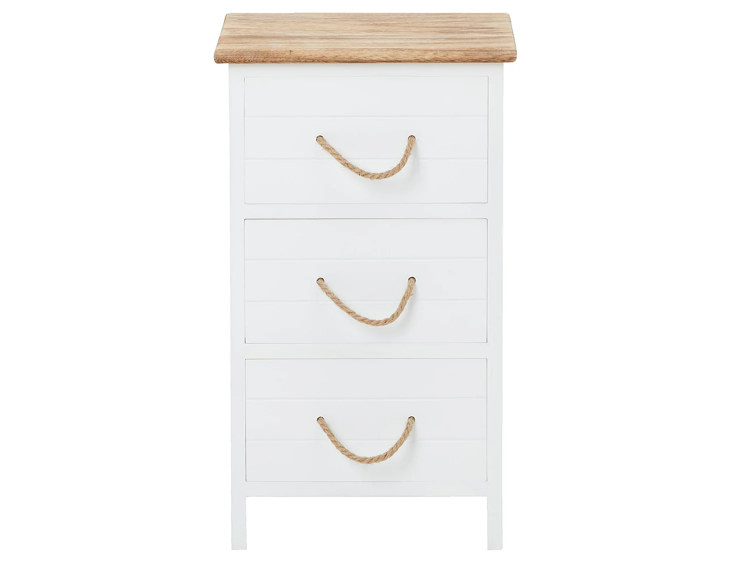 Table de chevet PERUGIA table de nuit 3 tiroirs en bois de paulownia style shabby chic vintage rustique campagnard blanc