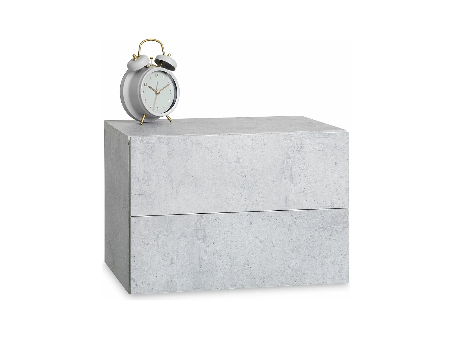 Chevet suspendu FLORENT, étagère murale avec 2 tiroirs sans poignée, en mélaminé décor béton