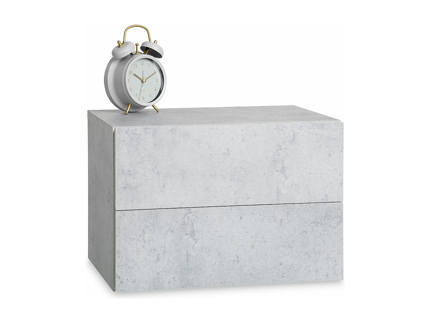 Chevet suspendu FLORENT, étagère murale avec 2 tiroirs sans poignée, en mélaminé décor béton