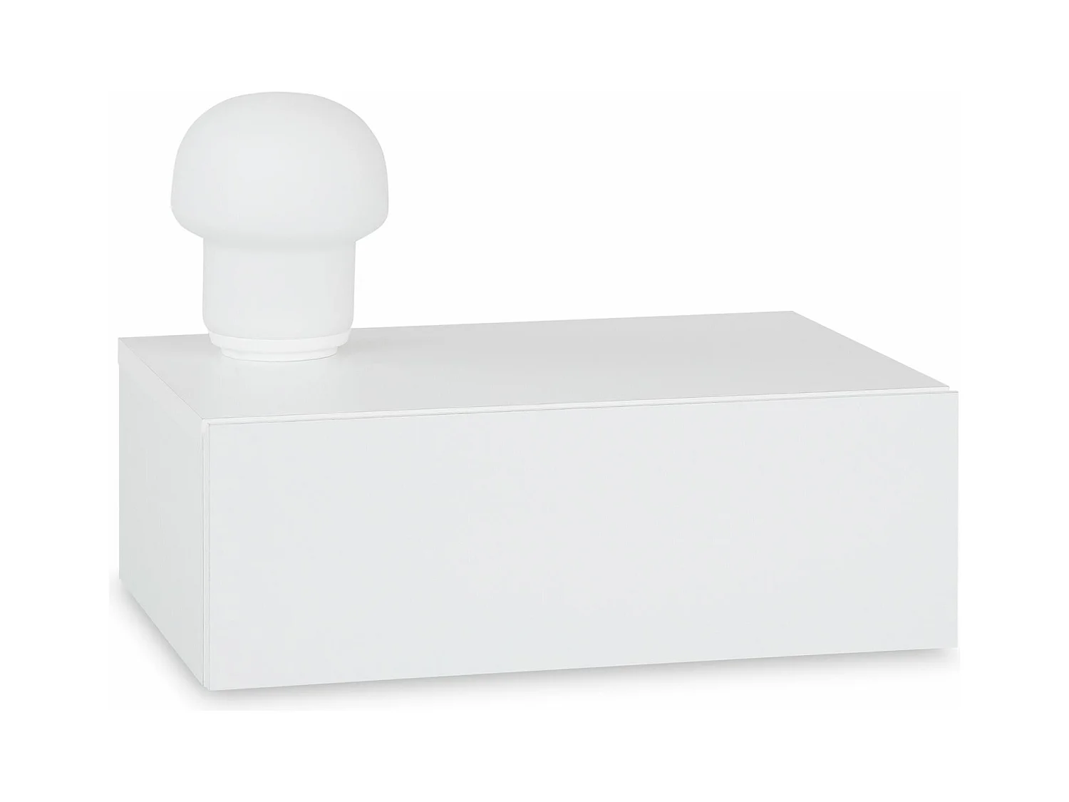 Chevet suspendu OCEANE, étagère murale avec 1 tiroir sans poignée, en bois blanc mat