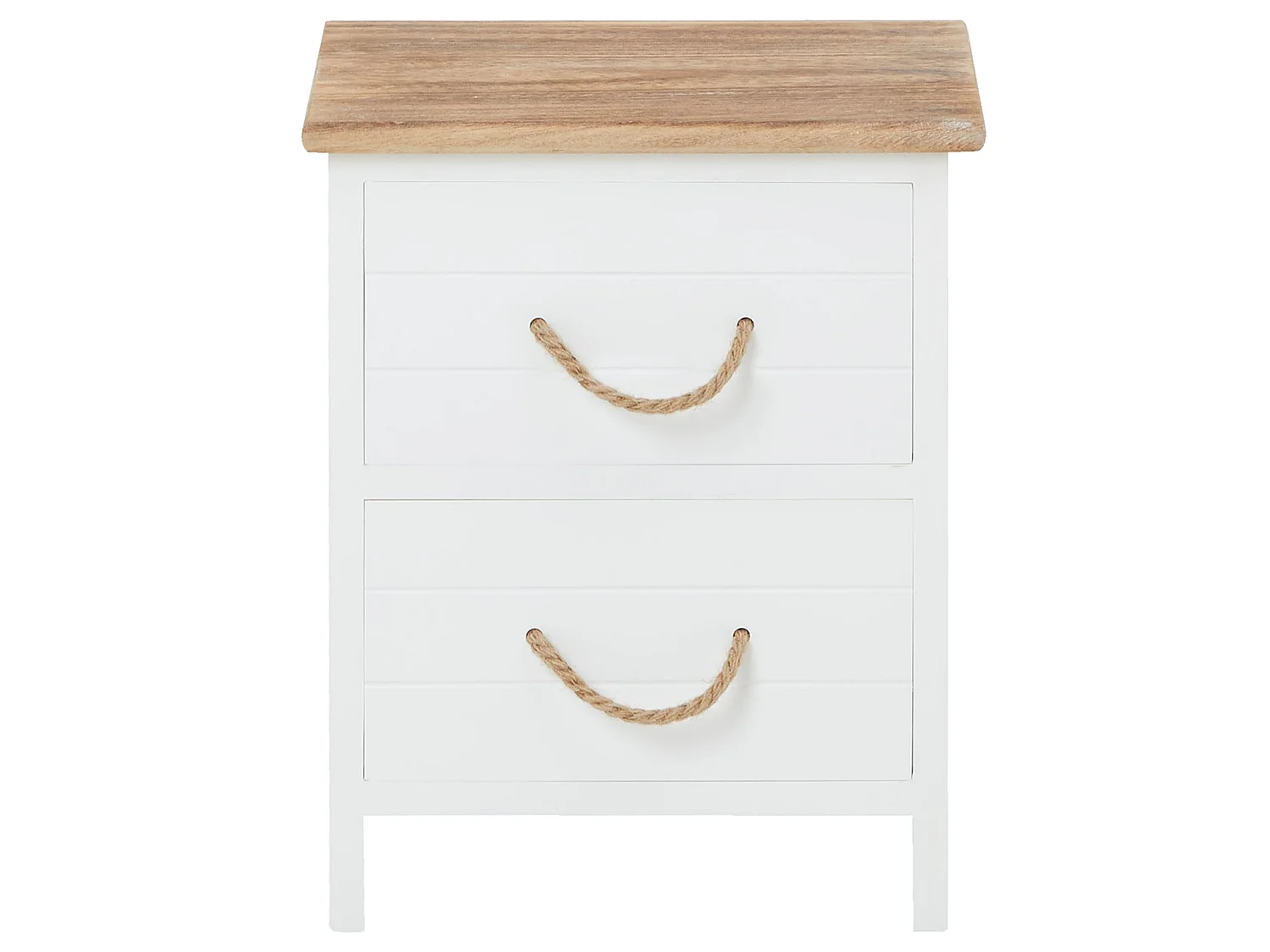 Table de chevet PERUGIA table de nuit 2 tiroirs en bois de paulownia style shabby chic vintage rustique campagnard blanc