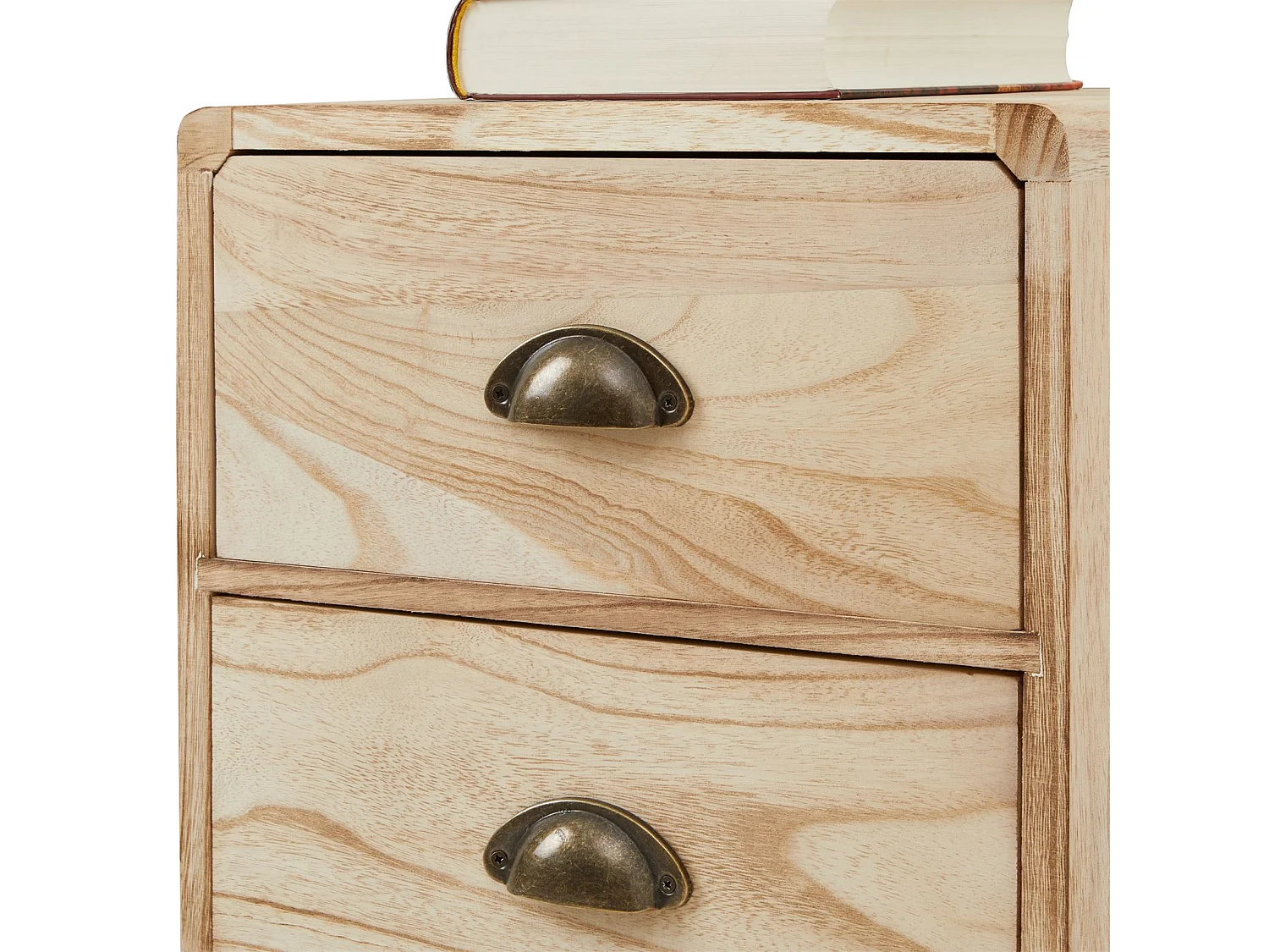 Table de chevet MALIA table de nuit avec 2 tiroirs, en bois de paulownia style vintage industriel finition bois brulé pieds en métal