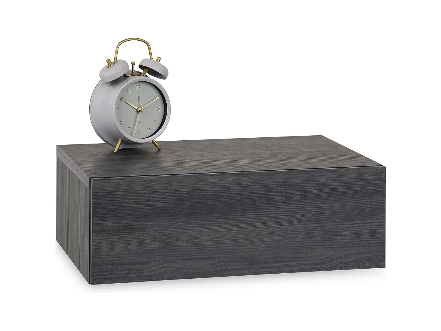 Chevet suspendu OCEANE, étagère murale avec 1 tiroir sans poignée, en bois décor gris cendré