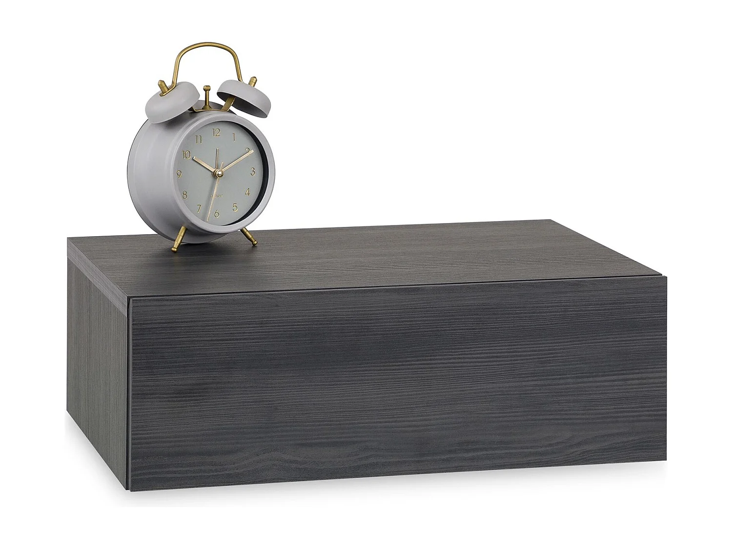 Chevet suspendu OCEANE, étagère murale avec 1 tiroir sans poignée, en bois décor gris cendré