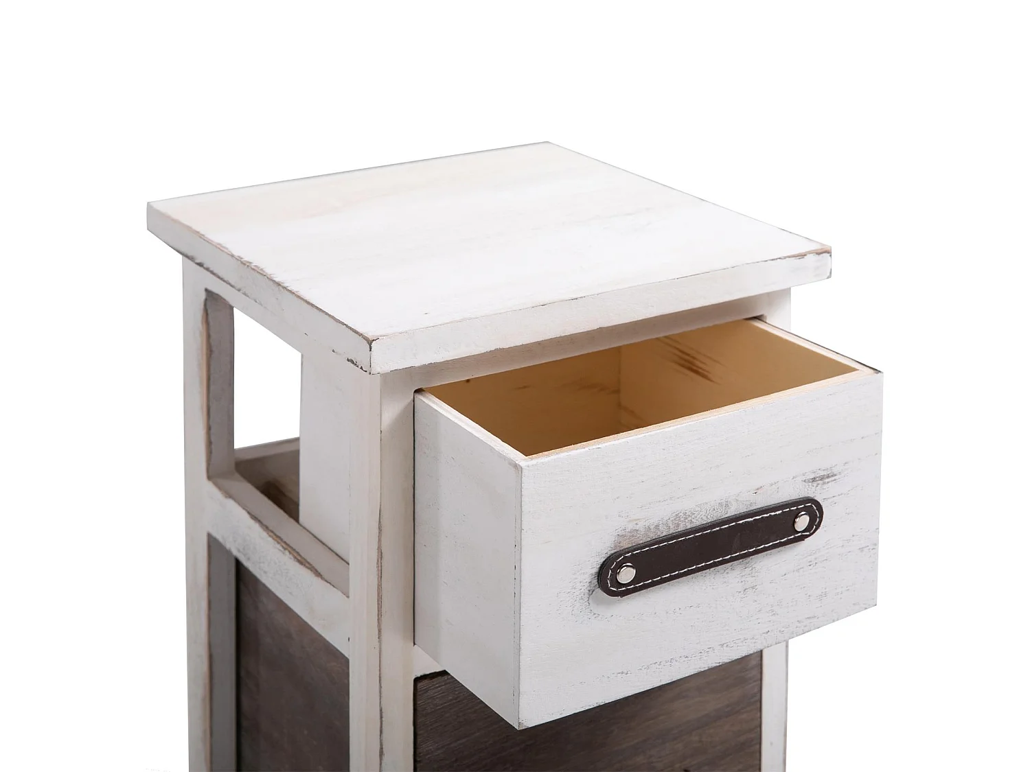 Chiffonnier PADUA table de nuit avec 3 tiroirs, en bois de paulownia blanc style shabby chic vintage rustique campagne