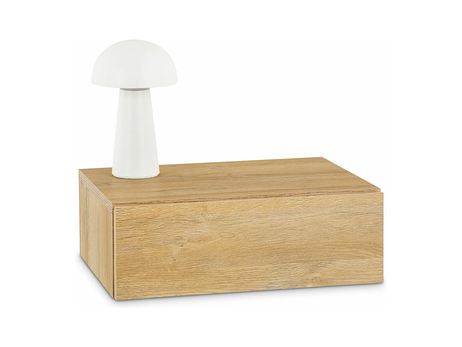 Chevet suspendu OCEANE, étagère murale avec 1 tiroir sans poignée, en bois décor chêne sauvage