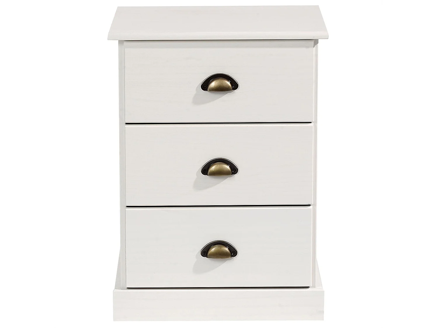 Table de chevet PARIS table de nuit avec 3 tiroirs pin massif lasuré blanc
