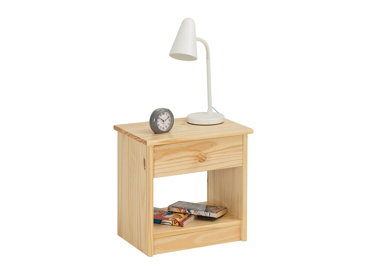 Table de chevet MORITZ pin massif vernis naturel