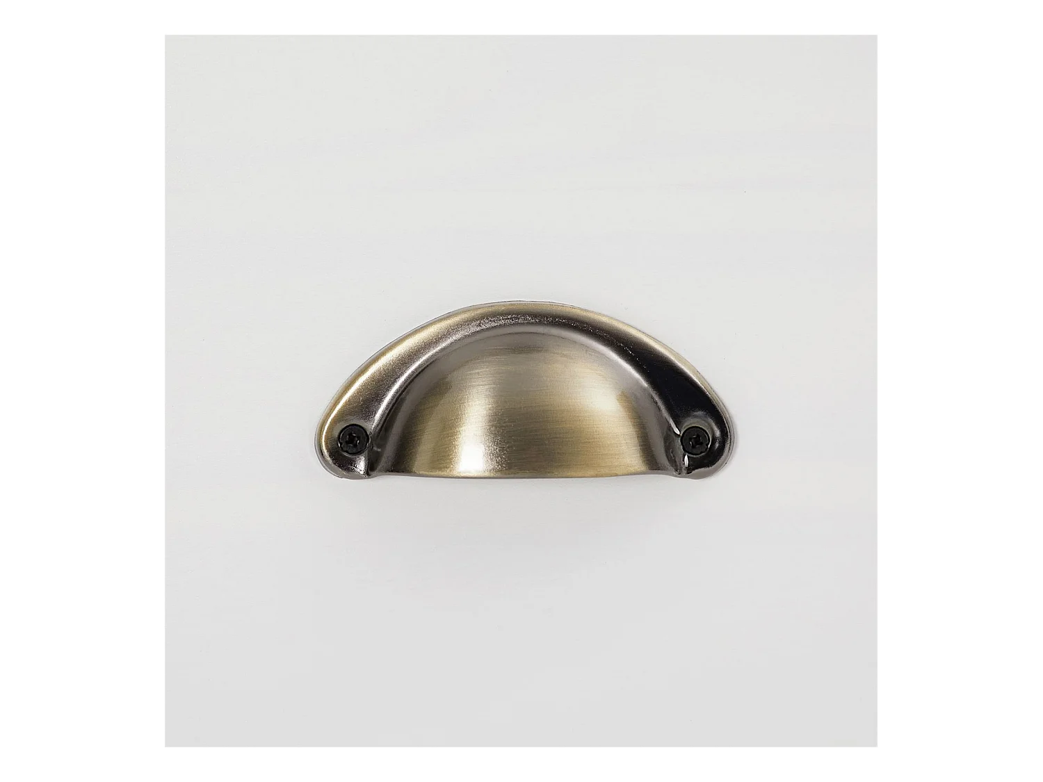 Commode chambre PARIS L 91 cm en bois massif lasuré blanc et brun avec 6 tiroirs avec poignées coquille en métal